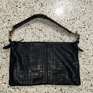 Andre Oliver black leather shoulder bag purse